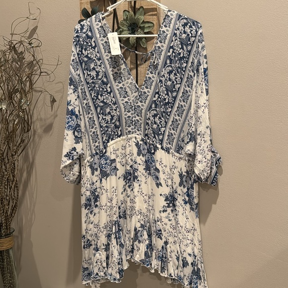 Pookie and Sebastian Blue and White Floral Mini Dress size medium NWT - Picture 6 of 10